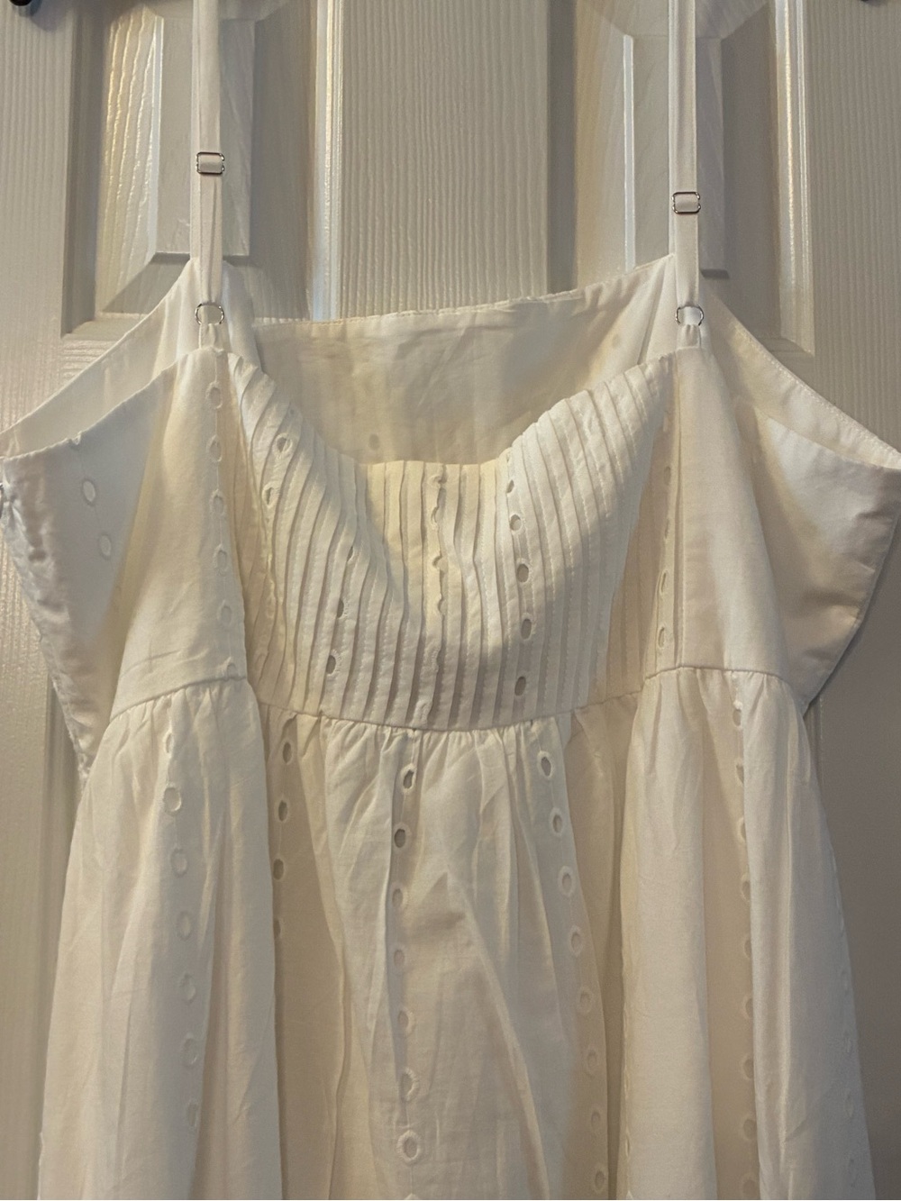 Elegant White Eyelet Cotton Maxi Dress & Lining Garden Party Wedding. Size 3X - Picture 5 of 13